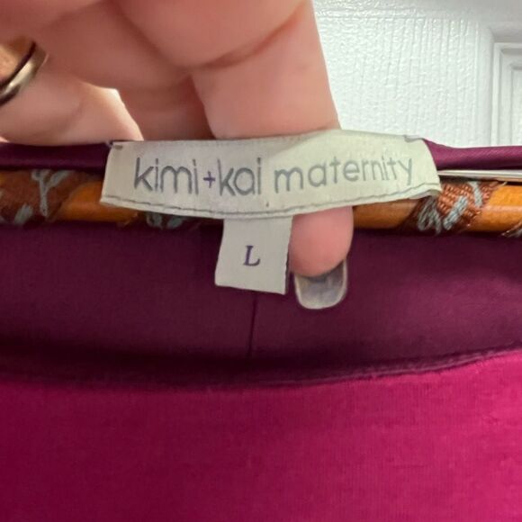 Kimi & Kai Raspberry On or Off Sleeve Jersey Trumpet Maternity Dress Gown sz L - Picture 6 of 7